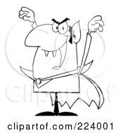 Royalty Free RF Clipart Illustration Of A Coloring Page Outline Of A Vampire Holding Up His Arms by Hit Toon