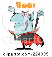 Poster, Art Print Of Blue Vampire Yelling Boo And Holding Up His Arms
