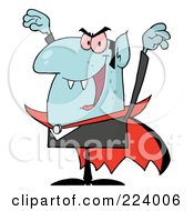 Royalty Free RF Clipart Illustration Of A Blue Vampire Holding Up His Arms by Hit Toon