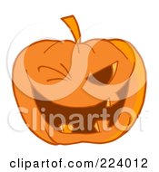 Royalty Free RF Clipart Illustration Of A Toothy Halloween Pumpkin Winking