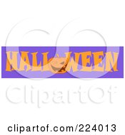 Poster, Art Print Of Orange Halloween Greeting Banner Of A Winking Pumpkin As The O Over Purple