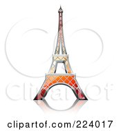 Royalty Free RF Clipart Illustration Of A Gradient Red Orange And Yellow Eiffel Tower With A Reflection
