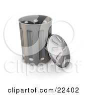 Poster, Art Print Of Tall Metal Garbage Can With The Led Leaning Against The Side