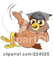 Brown Owl Wearing A Graduation Cap And Reclined
