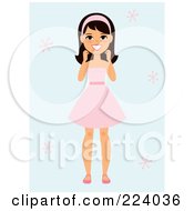 Poster, Art Print Of Happy Girl Standing In A Pink Dress