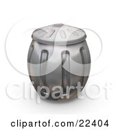Poster, Art Print Of Bulging Metal Trash Can With The Lid On
