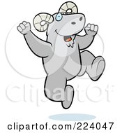 Royalty Free RF Clipart Illustration Of A Happy Jumping Ram