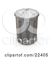 Poster, Art Print Of Tall Metal Trash Can With A Lid On Top