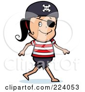 Poster, Art Print Of Happy Pirate Girl Walking