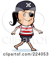 Royalty Free RF Clipart Illustration Of A Happy Pirate Girl Walking