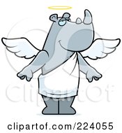 Poster, Art Print Of Gray Angel Rhino With A Halo
