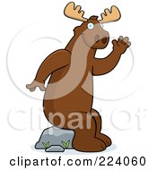 Poster, Art Print Of Big Moose Sitting On A Rock