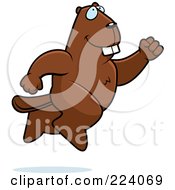 Royalty Free RF Clipart Illustration Of A Leaping Beaver