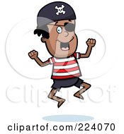Royalty Free RF Clipart Illustration Of A Happy Black Pirate Boy Jumping