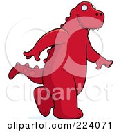 Royalty Free RF Clipart Illustration Of A Walking Red Dino