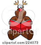Poster, Art Print Of Rudolph Sitting And Reading A Red Book