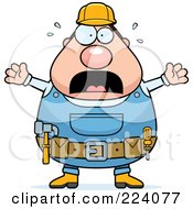 Royalty Free RF Clipart Illustration Of A Chubby Builder Stressing