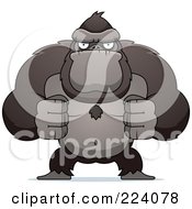 Royalty Free RF Clipart Illustration Of A Flexing Ape With Fists by Cory Thoman #COLLC224078-0121
