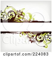 Poster, Art Print Of Text Bar Bordered In Green Flowers And Grunge