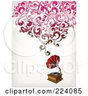 Poster, Art Print Of Grammophone With Floral Sound
