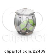 Poster, Art Print Of Full And Bulging Metal Recycle Can With Green Arrows On The Side