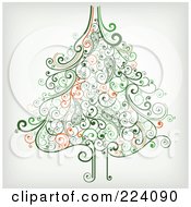 Poster, Art Print Of Ornate Green Christmas Tree Of Swirls