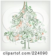 Royalty Free RF Clipart Illustration Of An Ornate Green Christmas Tree Of Swirls by OnFocusMedia