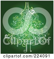 Poster, Art Print Of Ornate Christmas Tree Of Swirls On Green