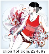 Royalty Free RF Clipart Illustration Of A Singing Woman Listening To An Mp3 Player