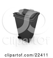 Poster, Art Print Of Closed Black Trash Can With Wheels