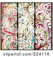 Poster, Art Print Of Digital Collage Of Vertical Floral Borders - 2