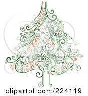 Poster, Art Print Of Ornate Green Swirl Christmas Tree