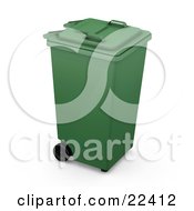 Clipart Illustration Of A Closed Green Recycle Bin With Wheels by KJ Pargeter