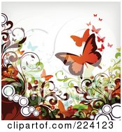 Poster, Art Print Of Grungy Flourish And Butterfly Background