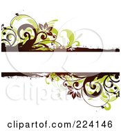 Poster, Art Print Of Text Bar Bordered In Green Leaves Flowers And Grunge