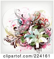 Royalty Free RF Clipart Illustration Of A Cluster Of Flourishes And White Lilies