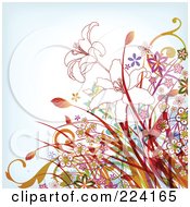 Royalty Free RF Clipart Illustration Of White Lilies And Grungy Grasses