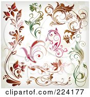 Royalty Free RF Clipart Illustration Of A Digital Collage Of Grungy Colorful Floral Design Elements