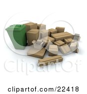 Poster, Art Print Of Green Recycling Bin Surrounded By Cardboard Boxes