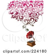 Poster, Art Print Of Phonograph With Floral Sound