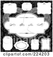Royalty Free RF Clipart Illustration Of A Digital Collage Of Blank Frames On Floral Black 1