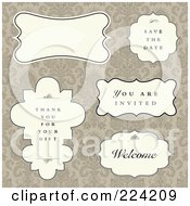Royalty Free RF Clipart Illustration Of A Digital Collage Of Save The Date Thank You And Other Frames On Floral Beige