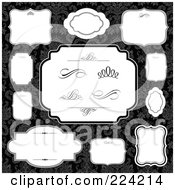 Royalty Free RF Clipart Illustration Of A Digital Collage Of Blank Frames On Floral Black 3