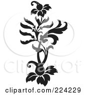 Royalty Free RF Clipart Illustration Of A Black And White Flourish Design 6 by BestVector
