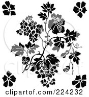 Royalty Free RF Clipart Illustration Of A Flowering Plant With Flowers In The Corners
