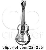 Poster, Art Print Of Black And White Guitar - 2