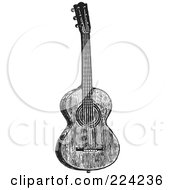 Poster, Art Print Of Black And White Guitar - 1