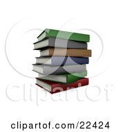 Poster, Art Print Of Pile Of Stacked Colorful School Books Slightly Off Balance
