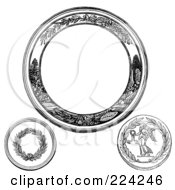 Royalty Free RF Clipart Illustration Of A Digital Collage Of Black And White Coin Seals