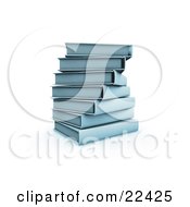 Poster, Art Print Of Pile Of Stacked Blue Library Books Slightly Spiraling